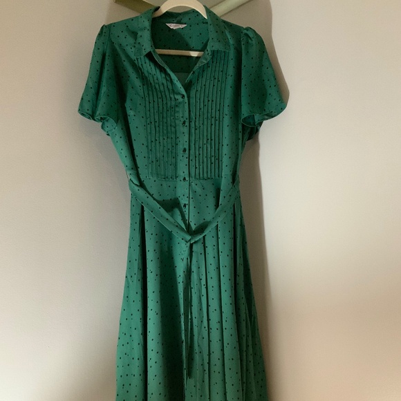 Nanette Lepore Polka Dot Dress Green/Black Sz 8 Women’s - Picture 2 of 13